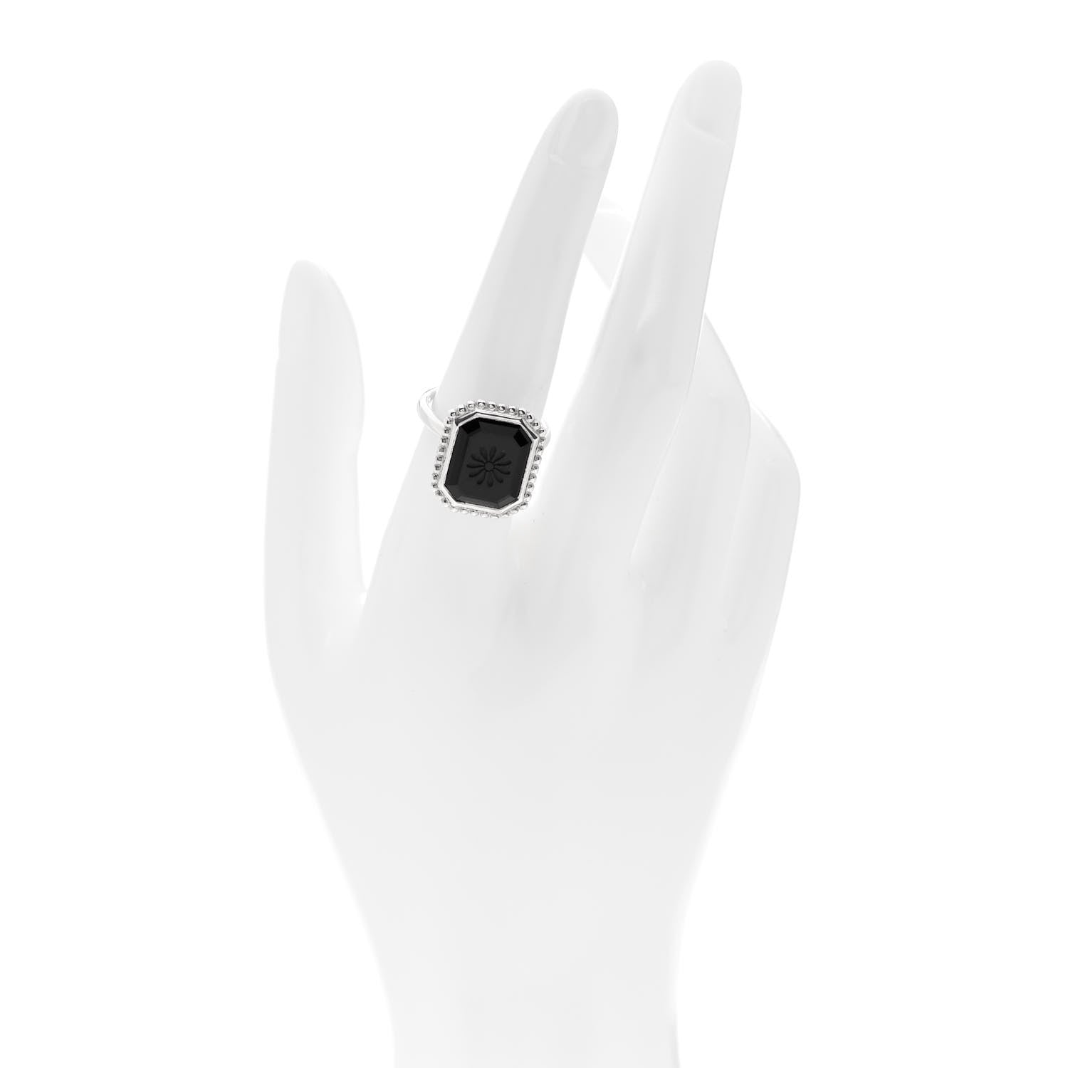Tiffany Sterling Silver Black Onyx Ziegfeld Daisy Ring 55 7.25 2 of 7