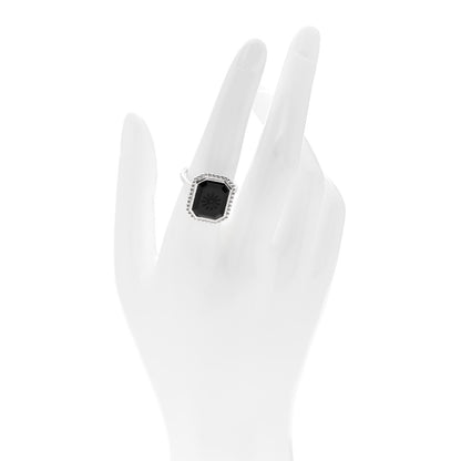 Tiffany Sterling Silver Black Onyx Ziegfeld Daisy Ring 55 7.25 2 of 7