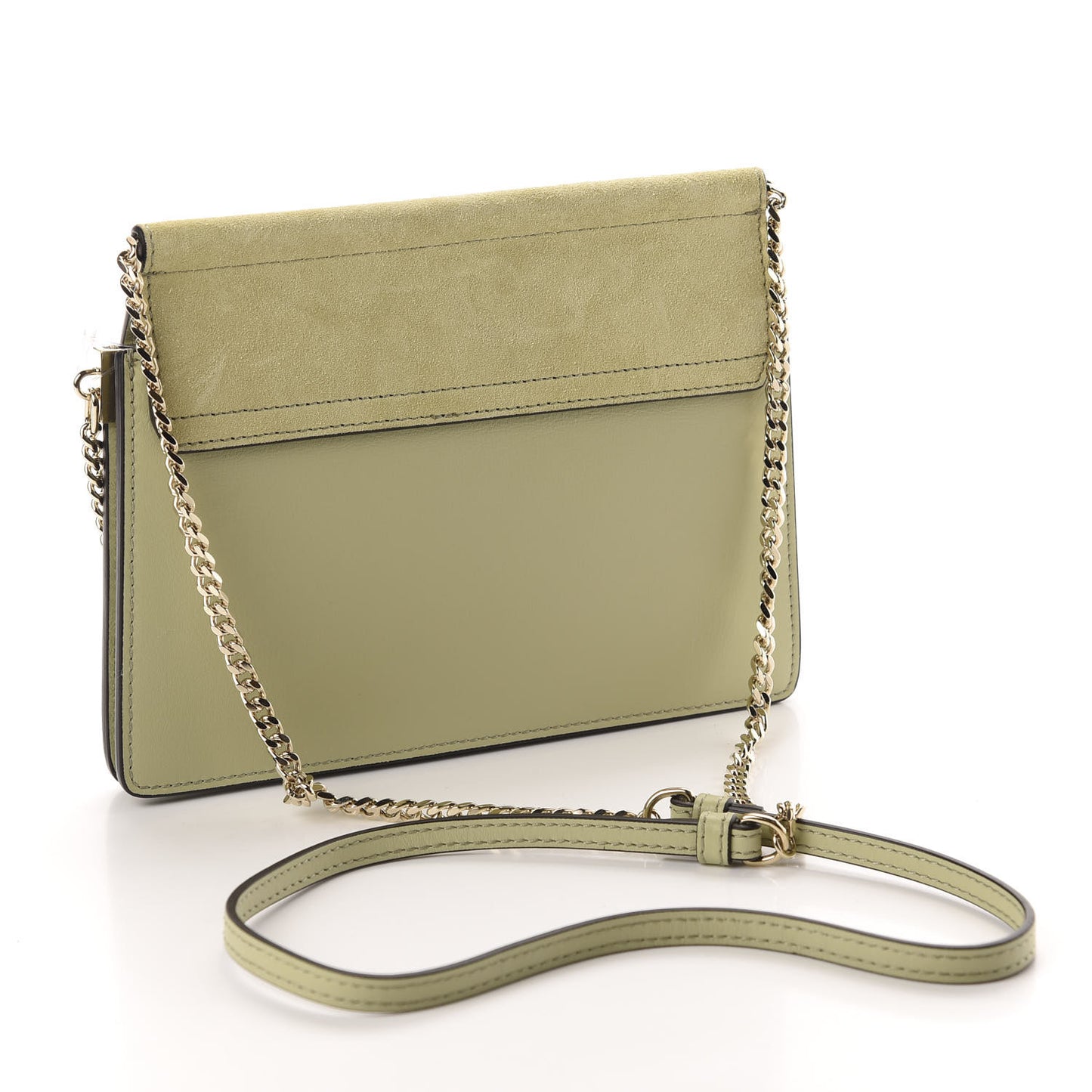 Calfskin Suede Mini Chain Faye Shoulder Bag Light Eucalyptus
