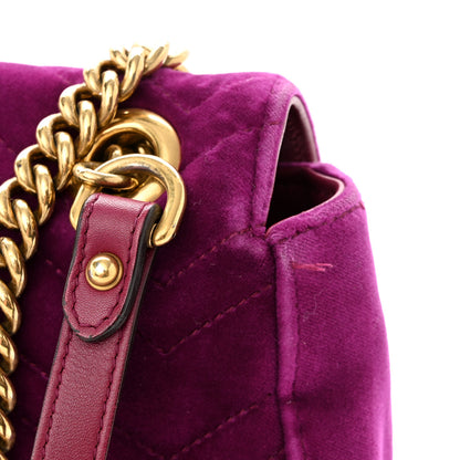Gucci Velvet Matelasse Loved Embroidered Medium GG Marmont Shoulder Bag Fuchsia Violet Cyclamen 11 of 13