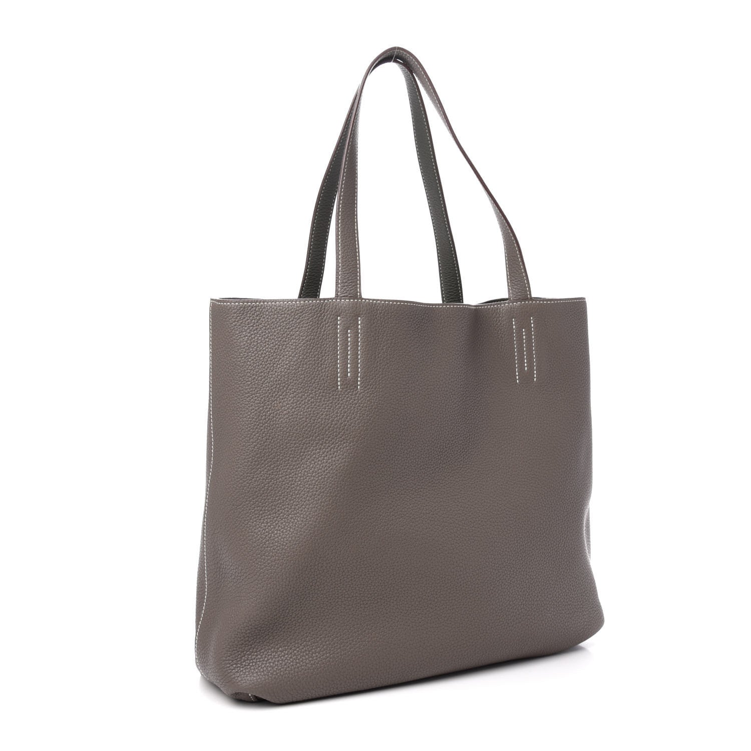 Hermes Taurillon Clemence Double Sens 36 Reversible Tote Etoupe Etain 3 of 16