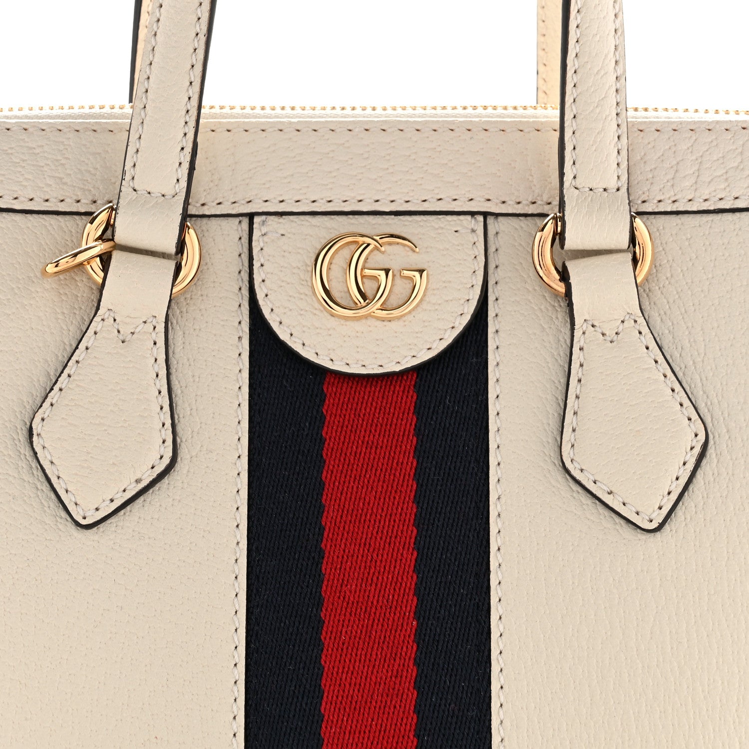 Gucci Textured Calfskin Web Small Ophidia Tote Bag Mystic White 9 of 11