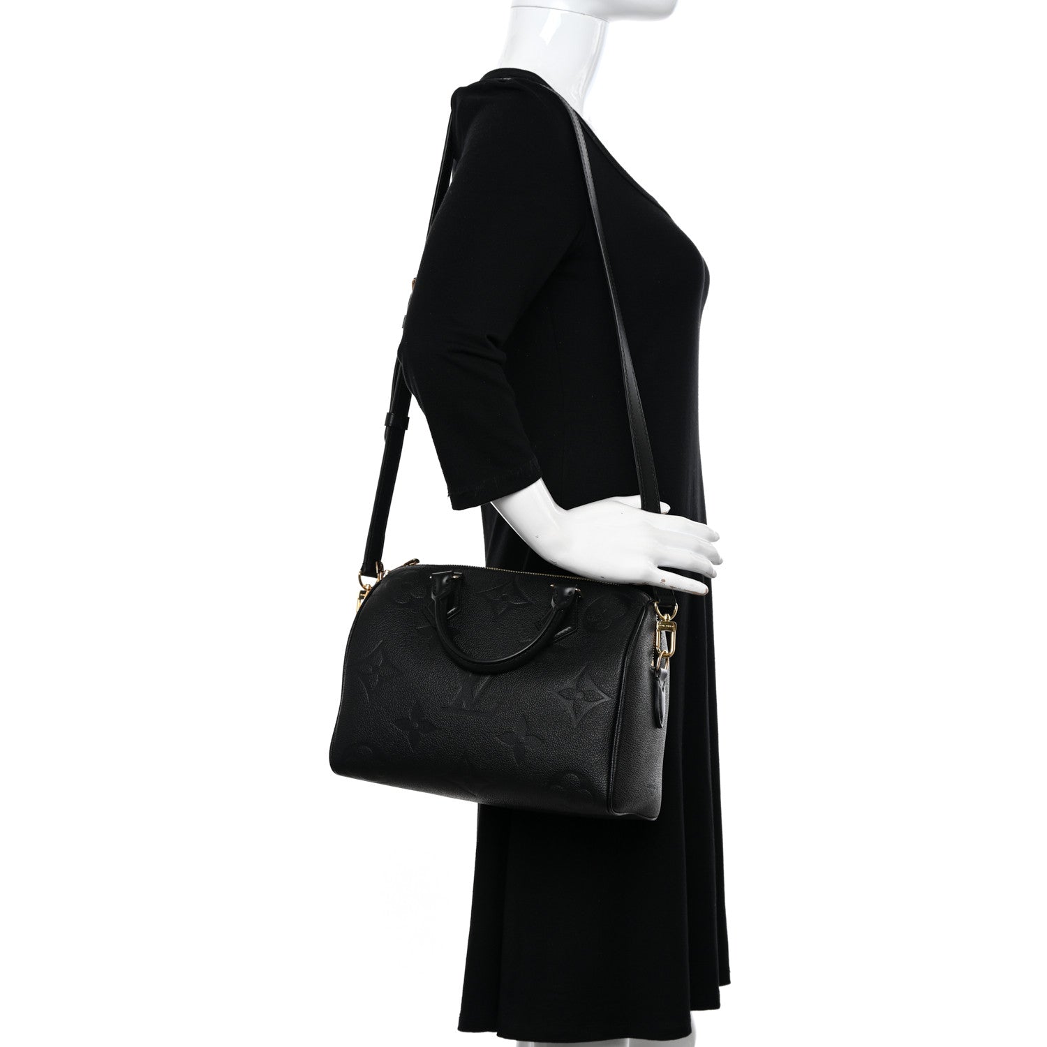 Louis Vuitton Empreinte Monogram Giant Speedy Bandouliere 25 Black 2 of 11
