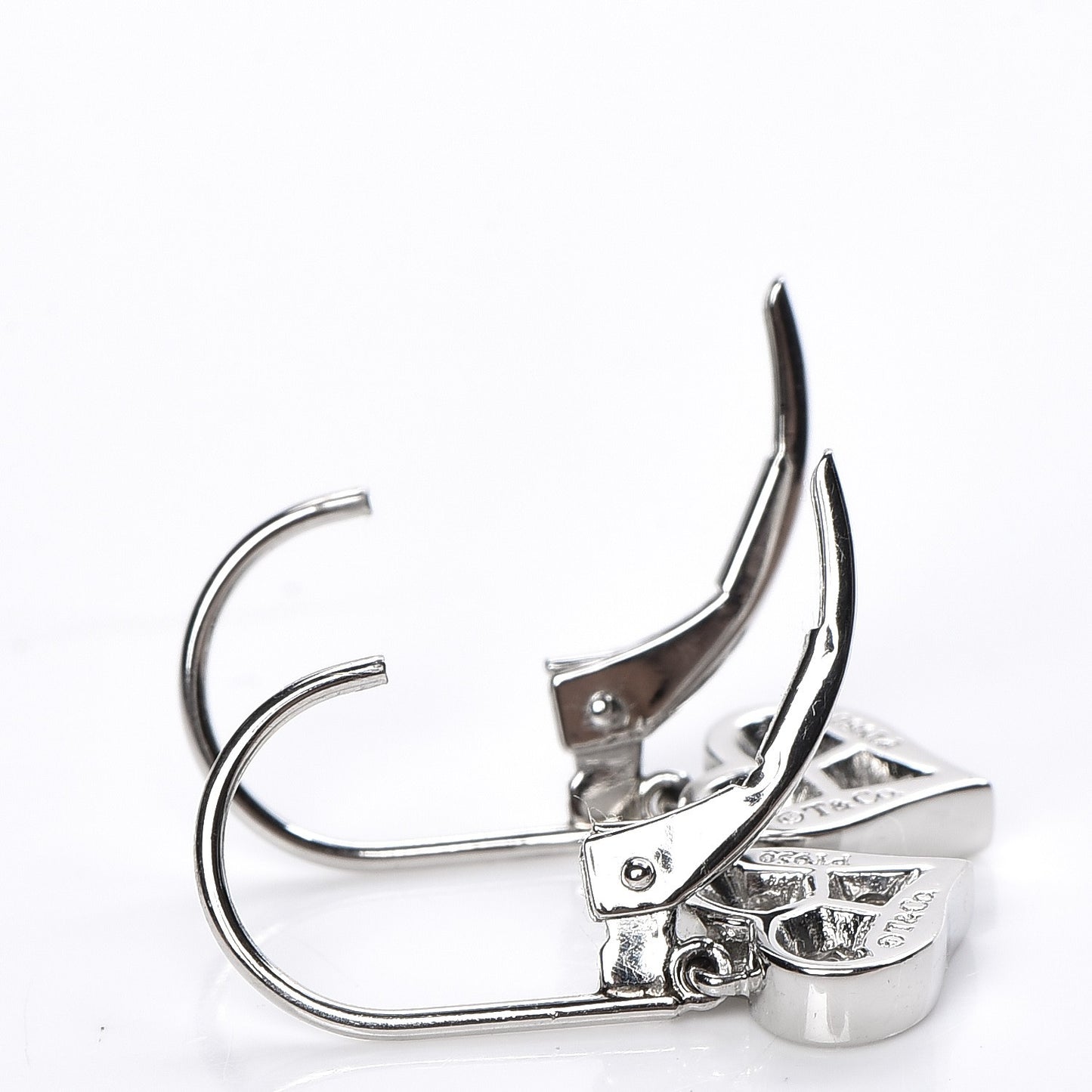Platinum Diamond Heart Drop Earrings