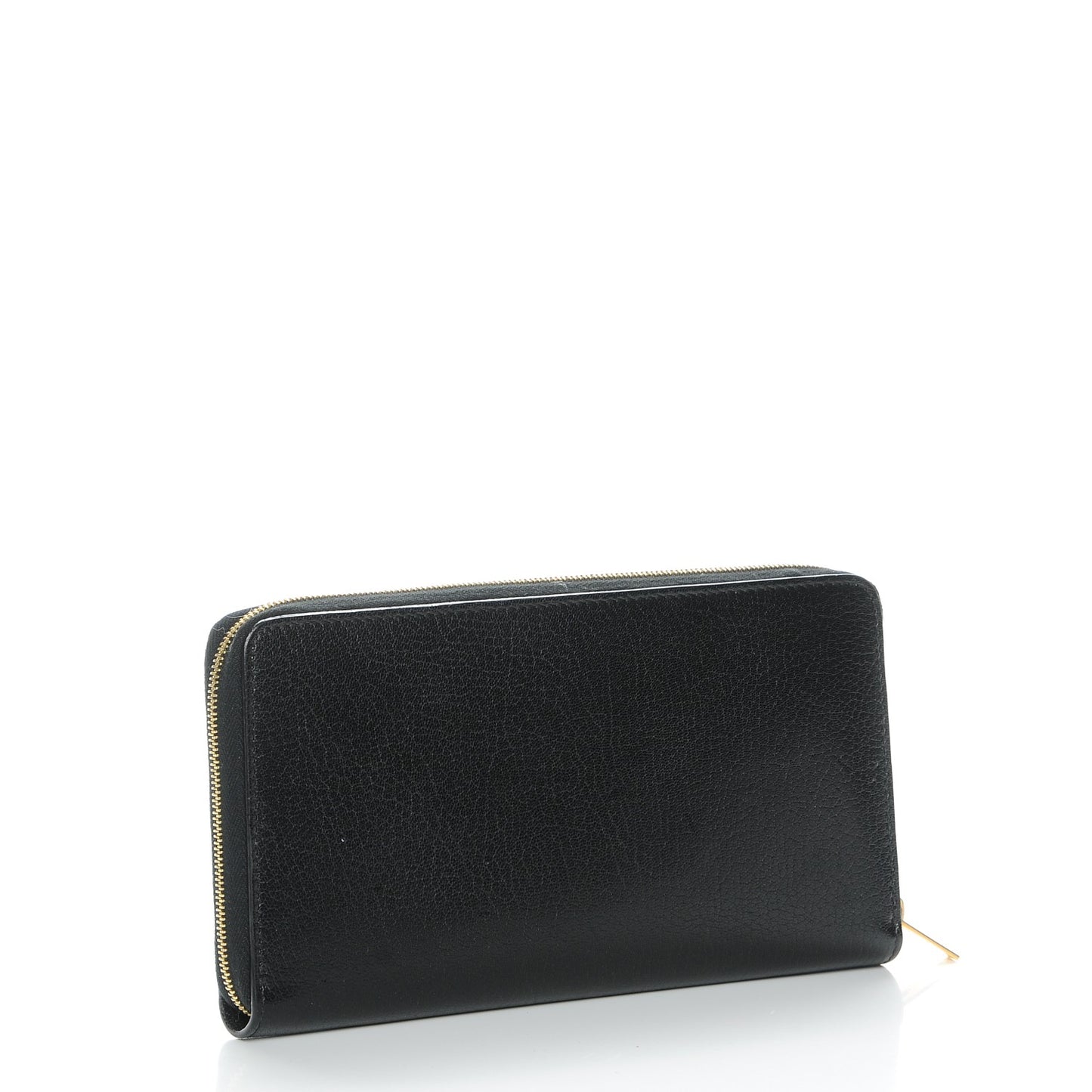 Shiny Goatskin Large Zip Around Multifunction Wallet Black