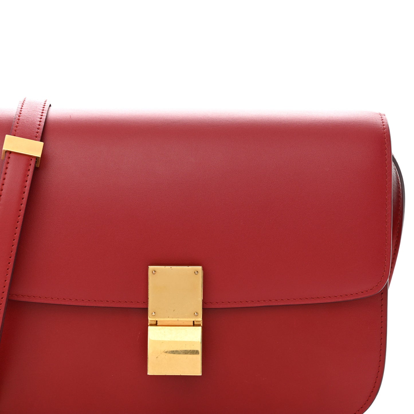 Box Calfskin Medium Classic Box Flap Bag Red
