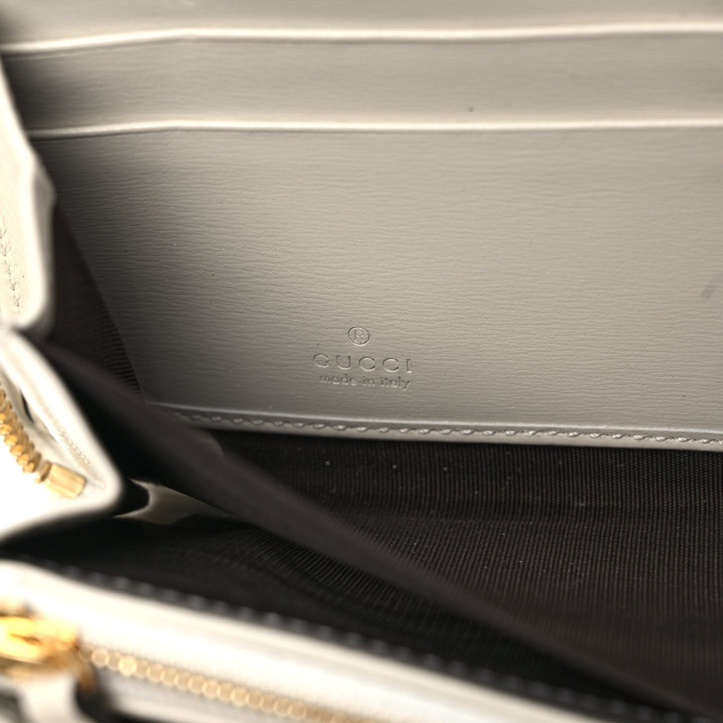 Boarded Plutone Calfskin Horsebit 1955 Zip Around Wallet Mystic White