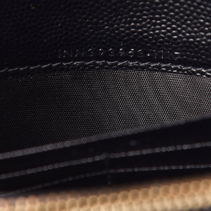 Saint Laurent Grain De Poudre Matelasse Chevron Monogram Envelope Chain Wallet Black 8 of 11