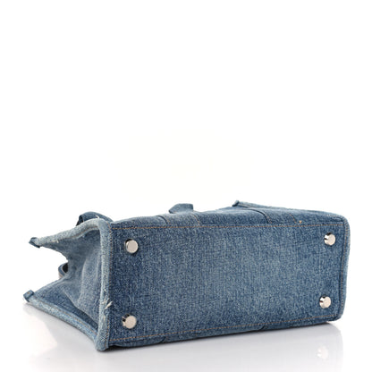 Balenciaga Washed Frayed Denim Logo Small Hardware Tote Blue 4 of 11