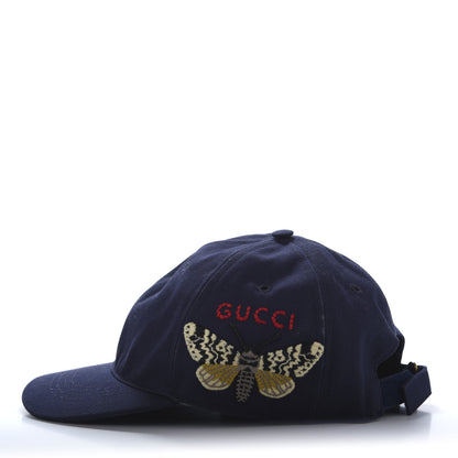 Gucci Cotton Moth Embroidered Baseball Hat 57 Navy 3 of 8