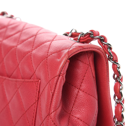 Chanel Washed Caviar Quilted Jumbo Single Flap Fuchsia 13 of 19