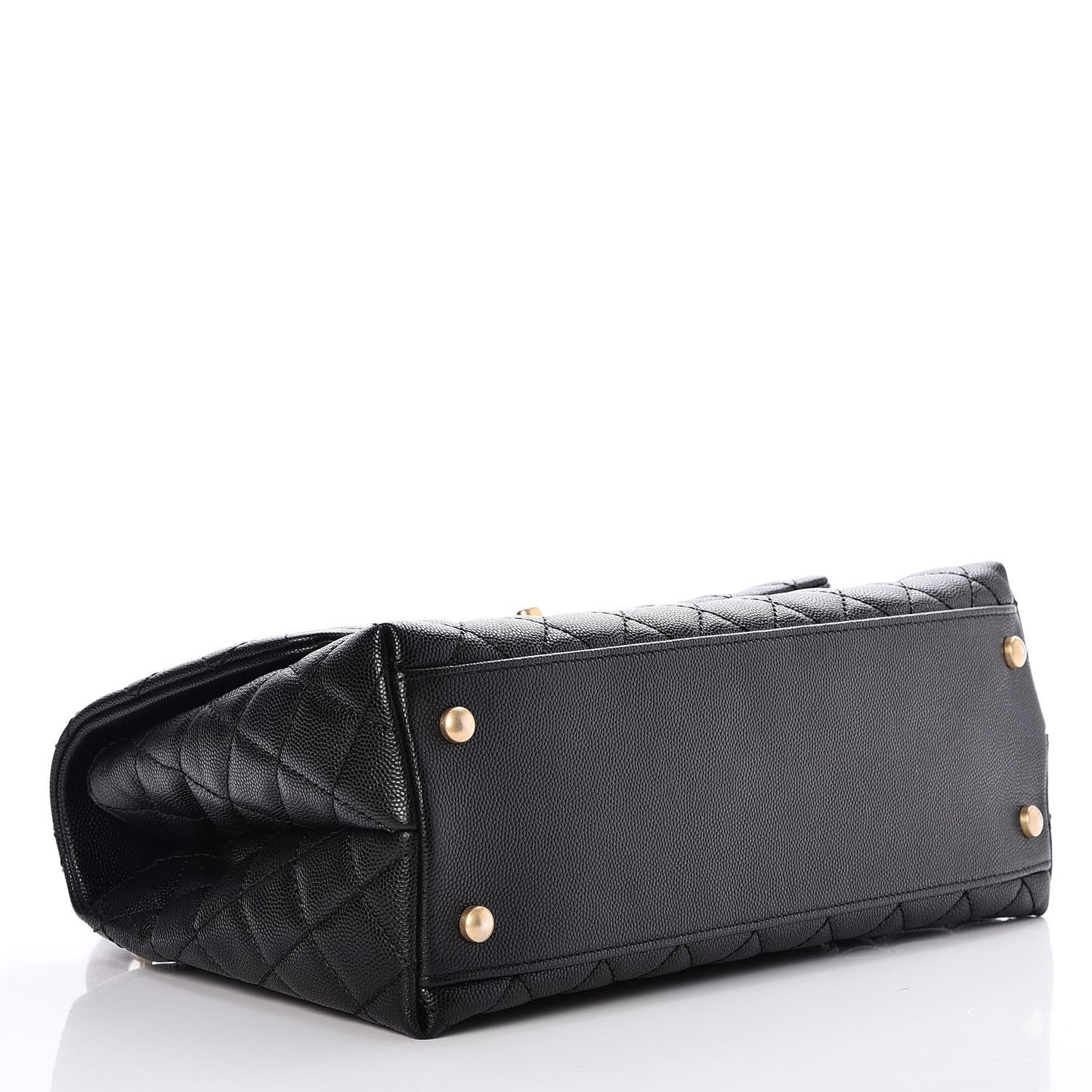 Caviar Lizard Quilted Small Coco Handle Flap Black