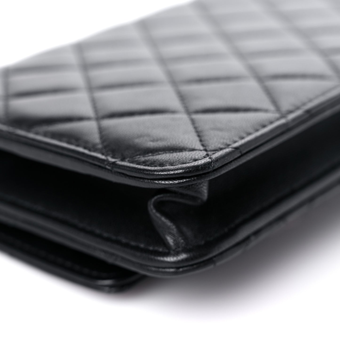 Lambskin Quilted Trendy CC Wallet On Chain WOC Black