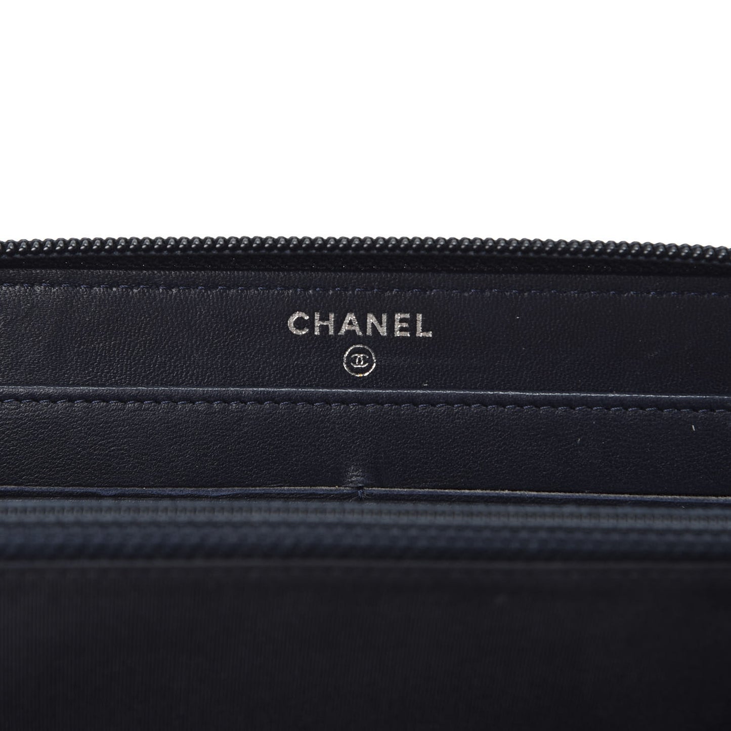 Lambskin Quilted Boy Zip Around Wallet Navy