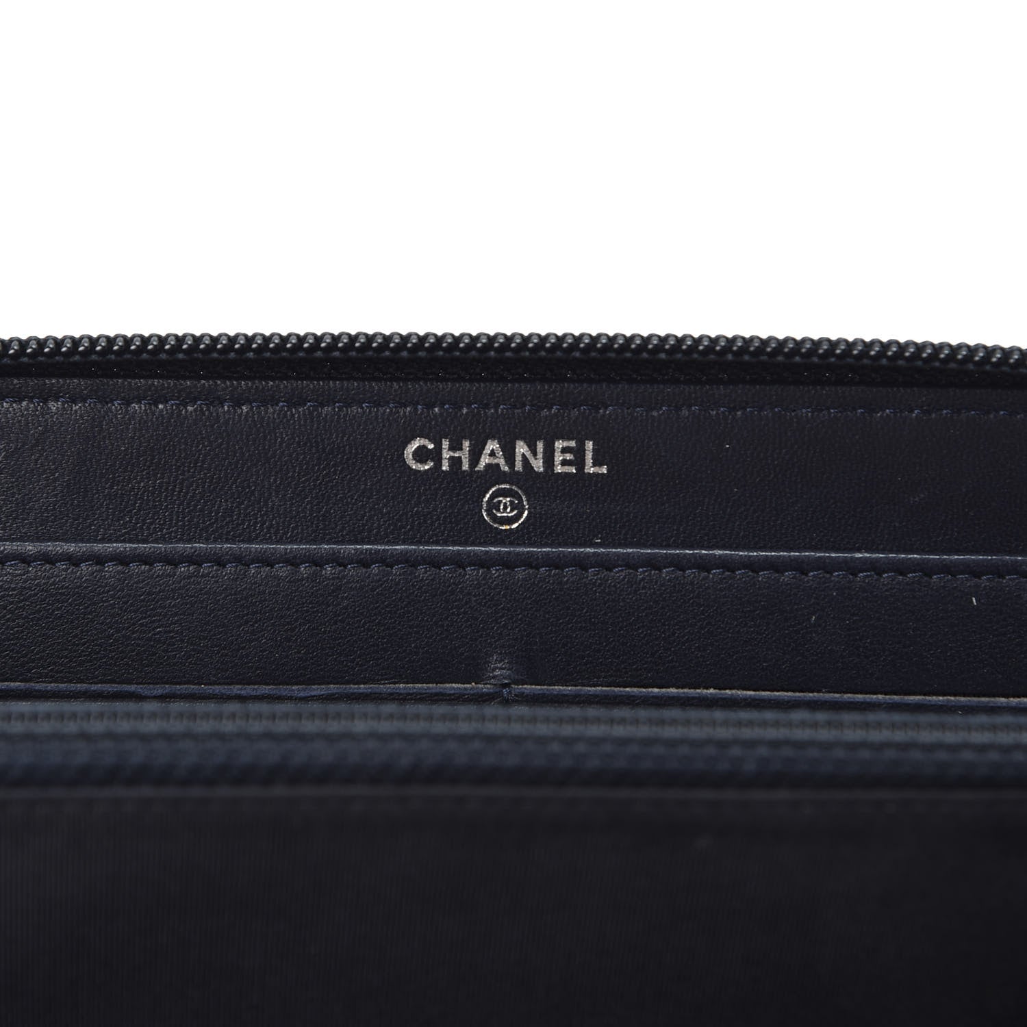 Chanel Lambskin Quilted Boy Zip Around Wallet Navy 7 of 10