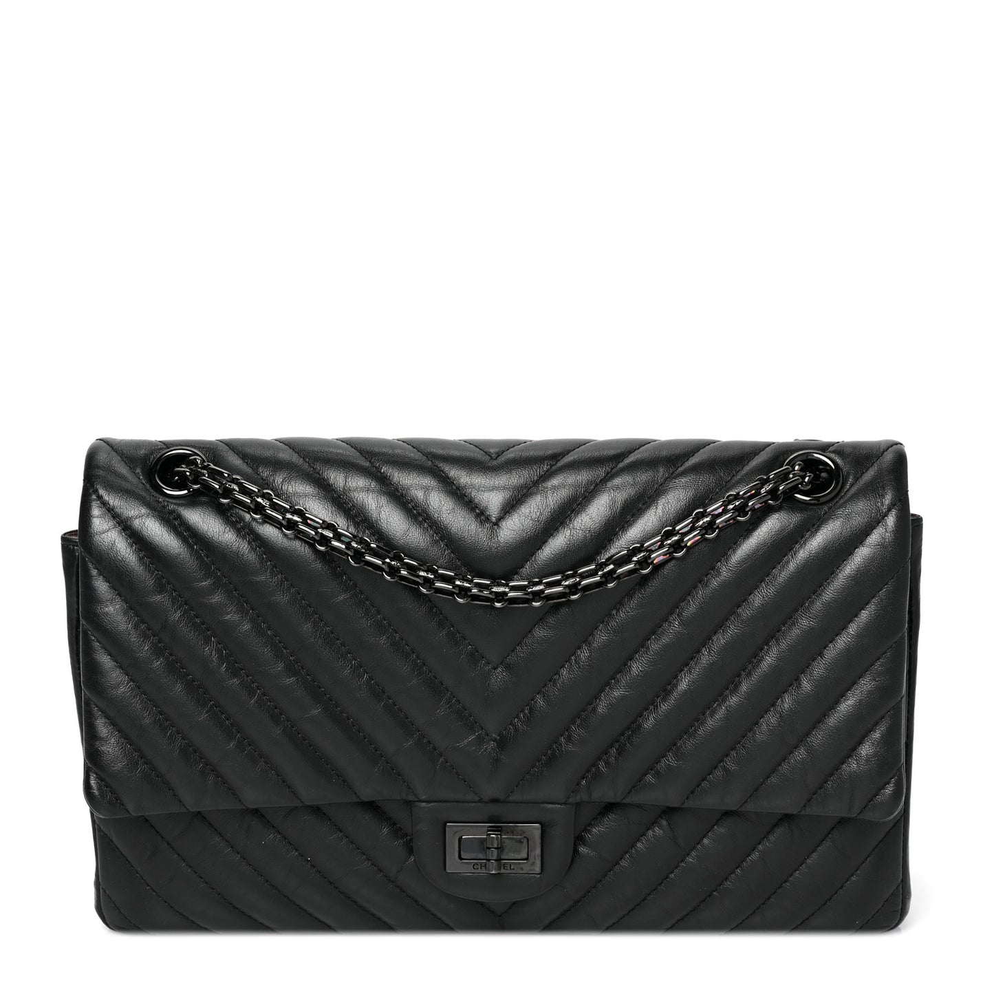 Aged Calfskin Chevron Quilted 2.55 Reissue 226 So Black