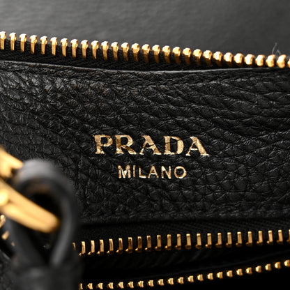 Prada Vitello Phenix Zippered Messenger Hobo Black 6 of 11