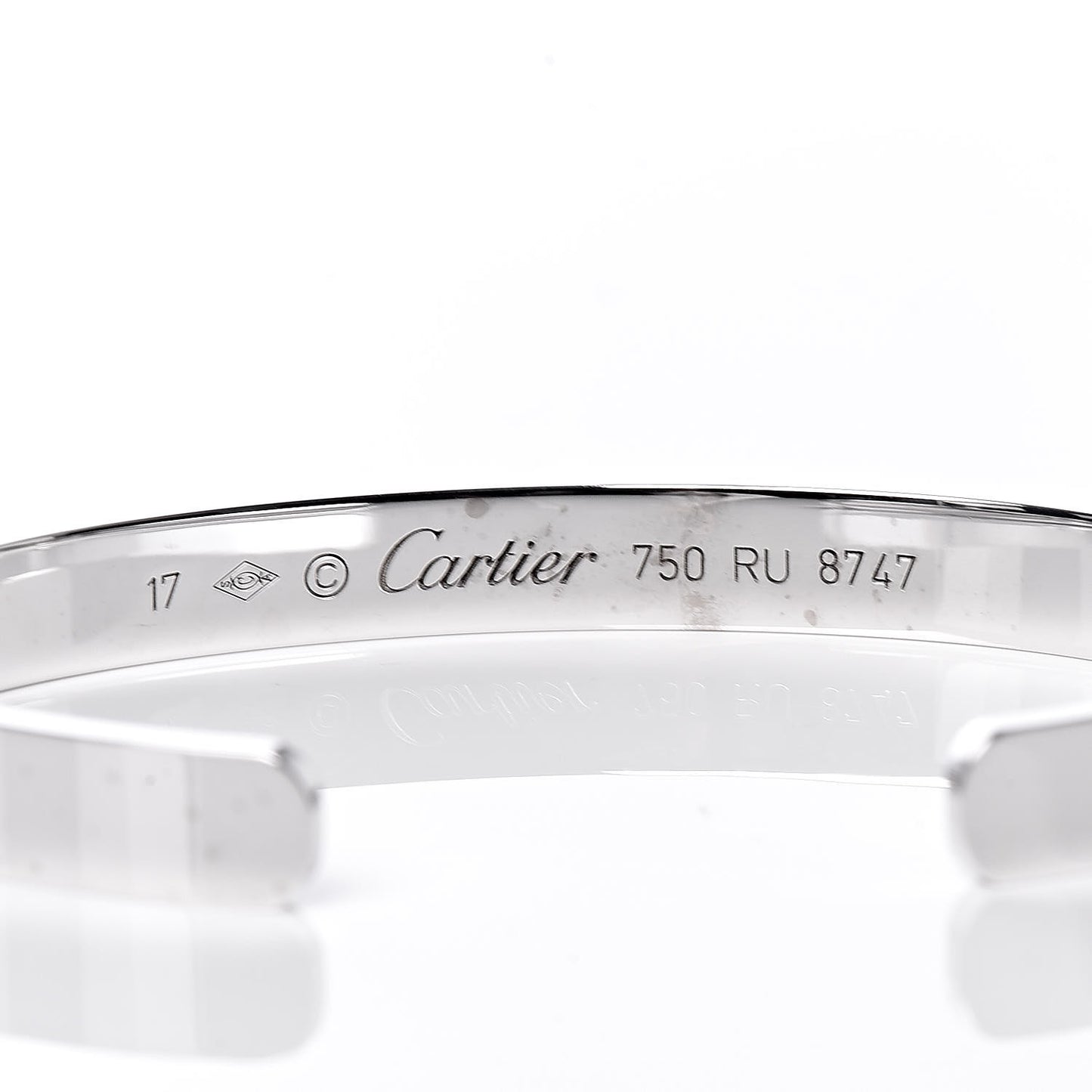 18K White Gold LOVE Cuff Bracelet 17