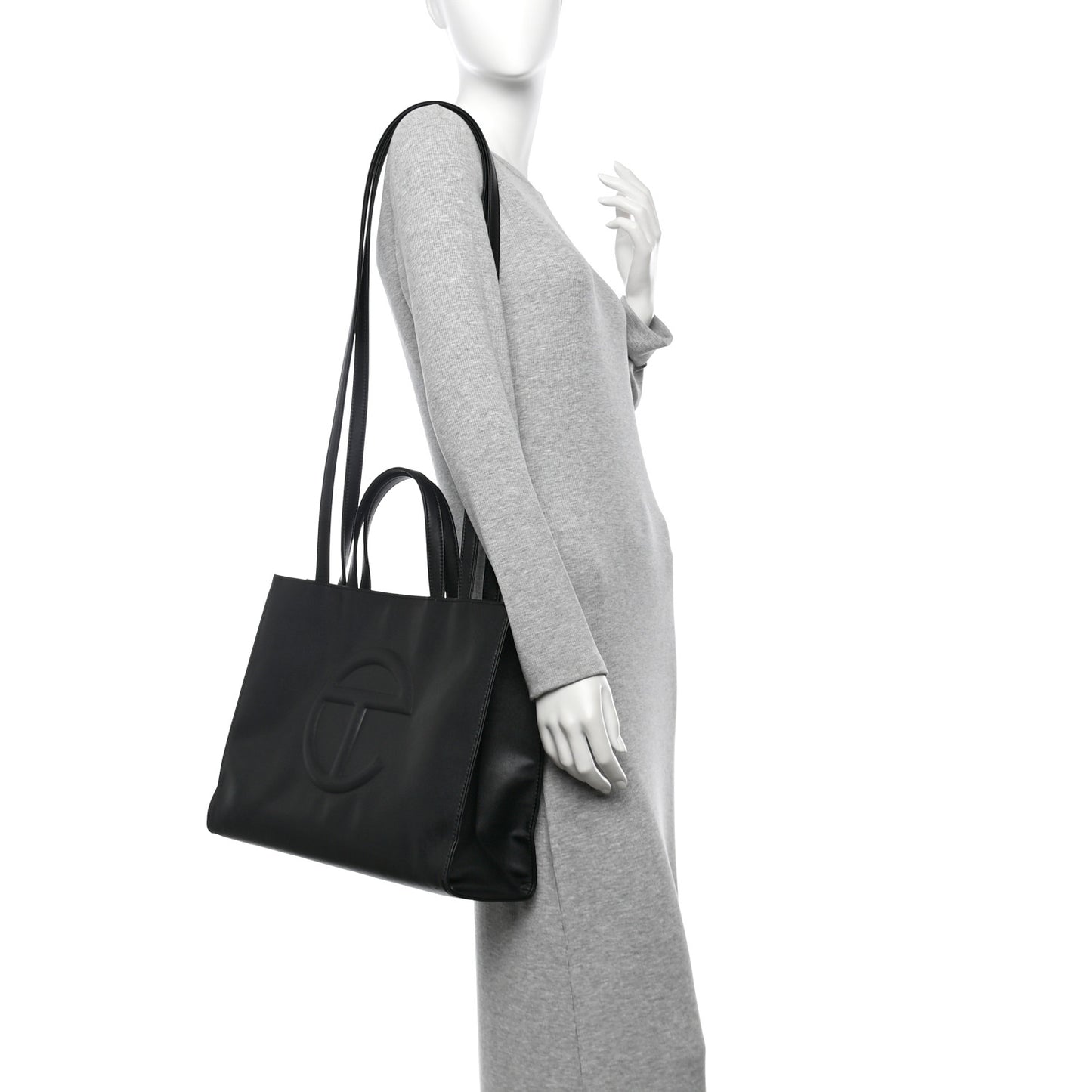 Vegan Leather Medium Shopping Bag Black