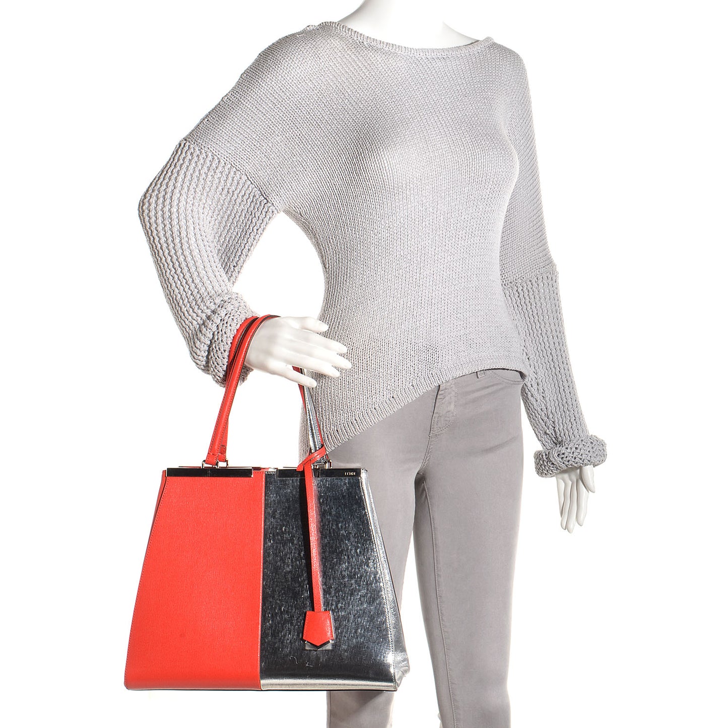 Vitello Elite Bi Color 3Jours Tote Argento Papavero