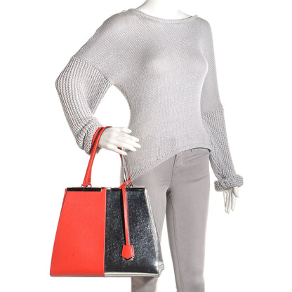 Fendi Vitello Elite Bi Color 3Jours Tote Argento Papavero 2 of 9
