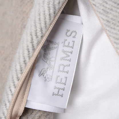 Hermes Wool Cashmere Avalon Bayadere Pillow PM Galet Ecru 5 of 6