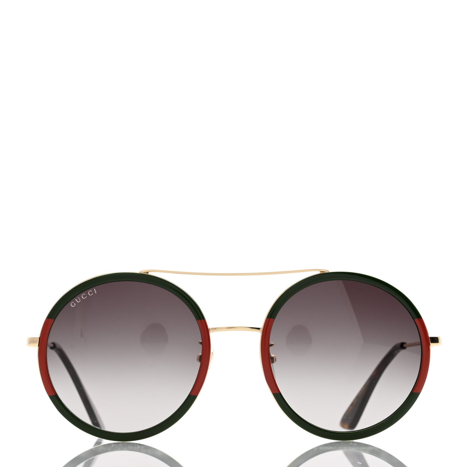 Gucci Metal Round Frame Sunglasses GG0061S Green Red 2 of 8