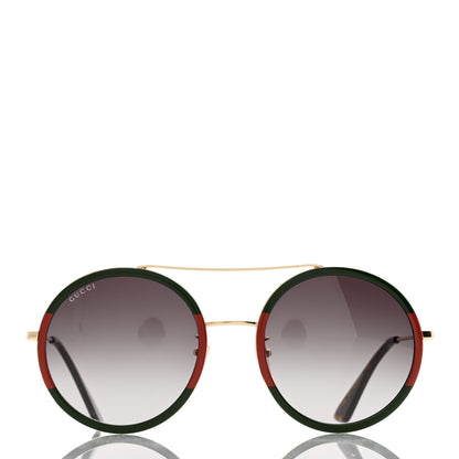 Gucci Metal Round Frame Sunglasses GG0061S Green Red 2 of 8