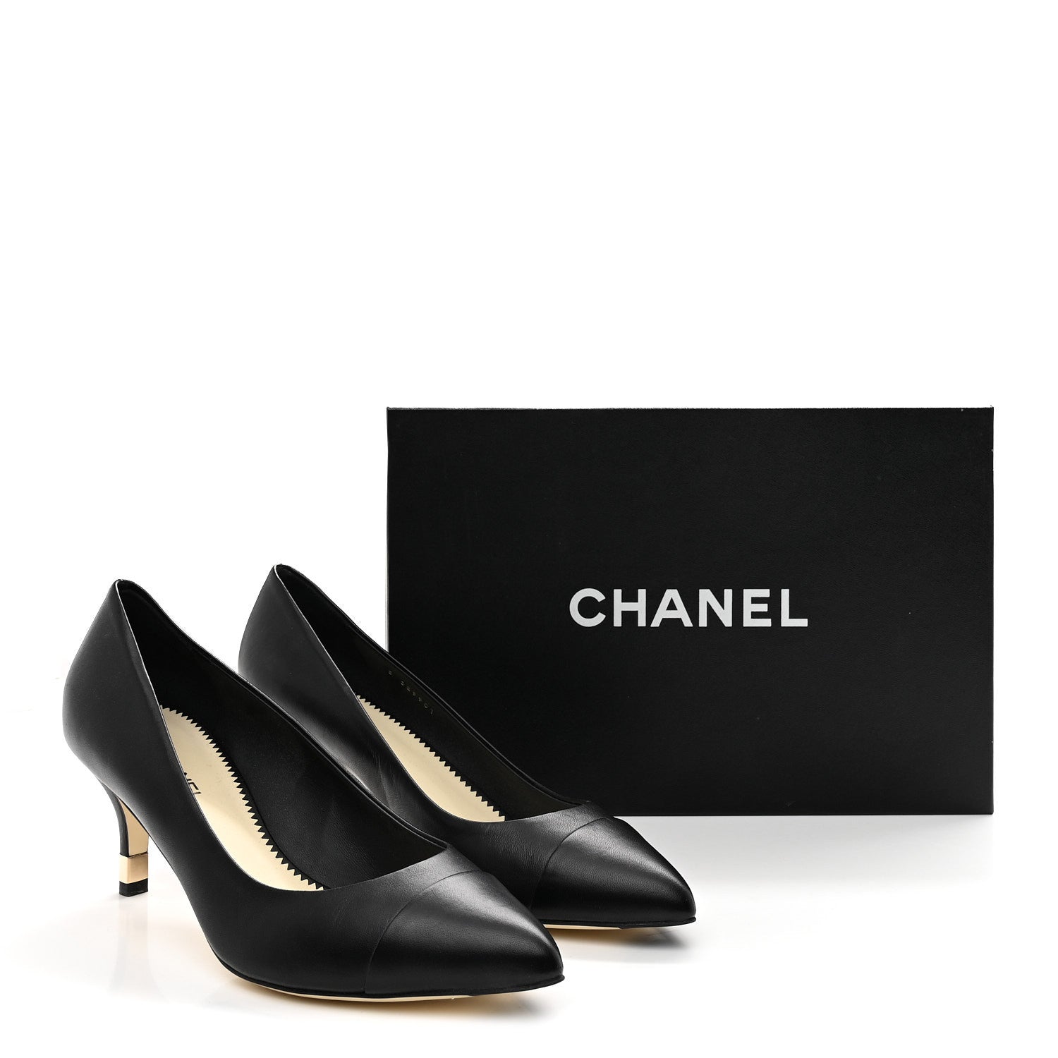 Chanel Lambskin CC Cap Toe Kitten Heel Pumps 39.5 Black 10 of 10