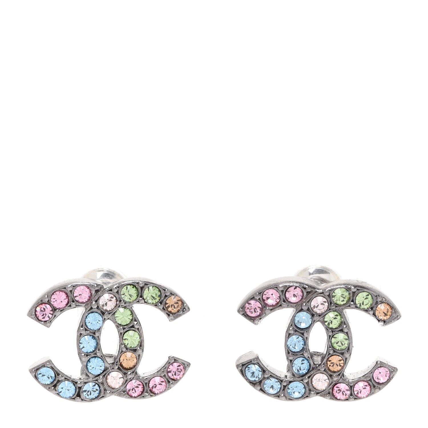 Chanel Ruthenium Crystal CC Earrings Multicolor 1 of 5