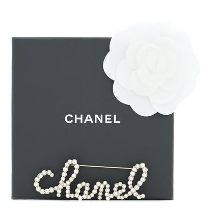 Chanel Metal Glass Swirling Pearls Brooch Pin Gold 5 of 5