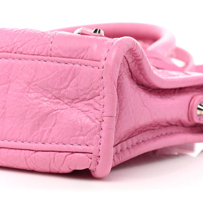 Balenciaga Agneau Arena Classic Silver Hardware Nano City Logo Strap Baby Pink Black 8 of 10