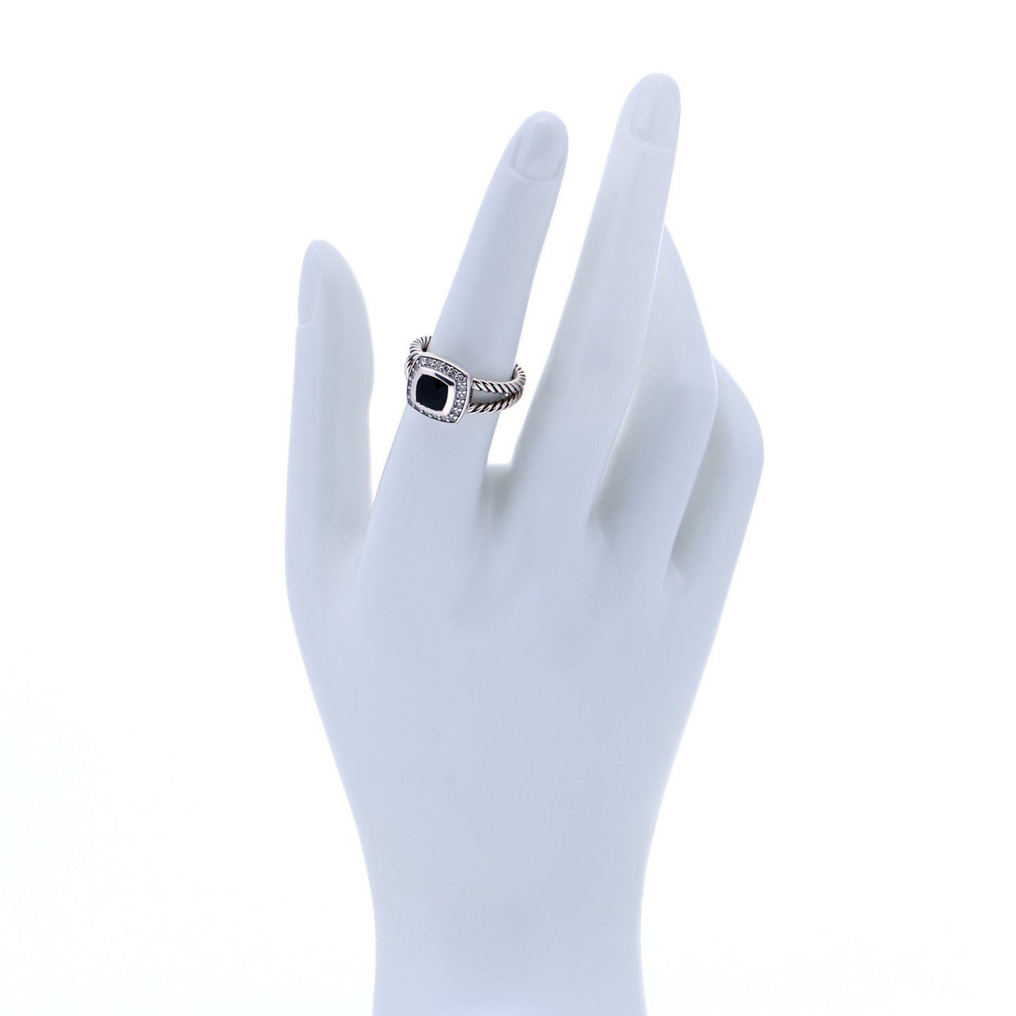 Sterling Silver Diamond Black Onyx 7mm Petite Albion Ring 52 6