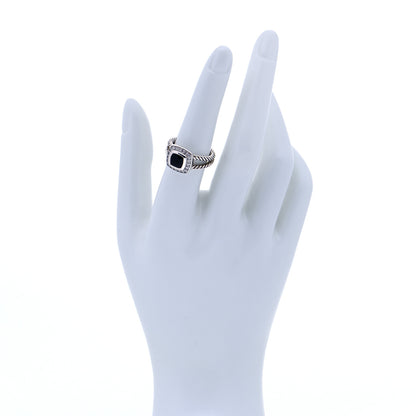 David Yurman Sterling Silver Diamond Black Onyx 7mm Petite Albion Ring 52 6 2 of 7