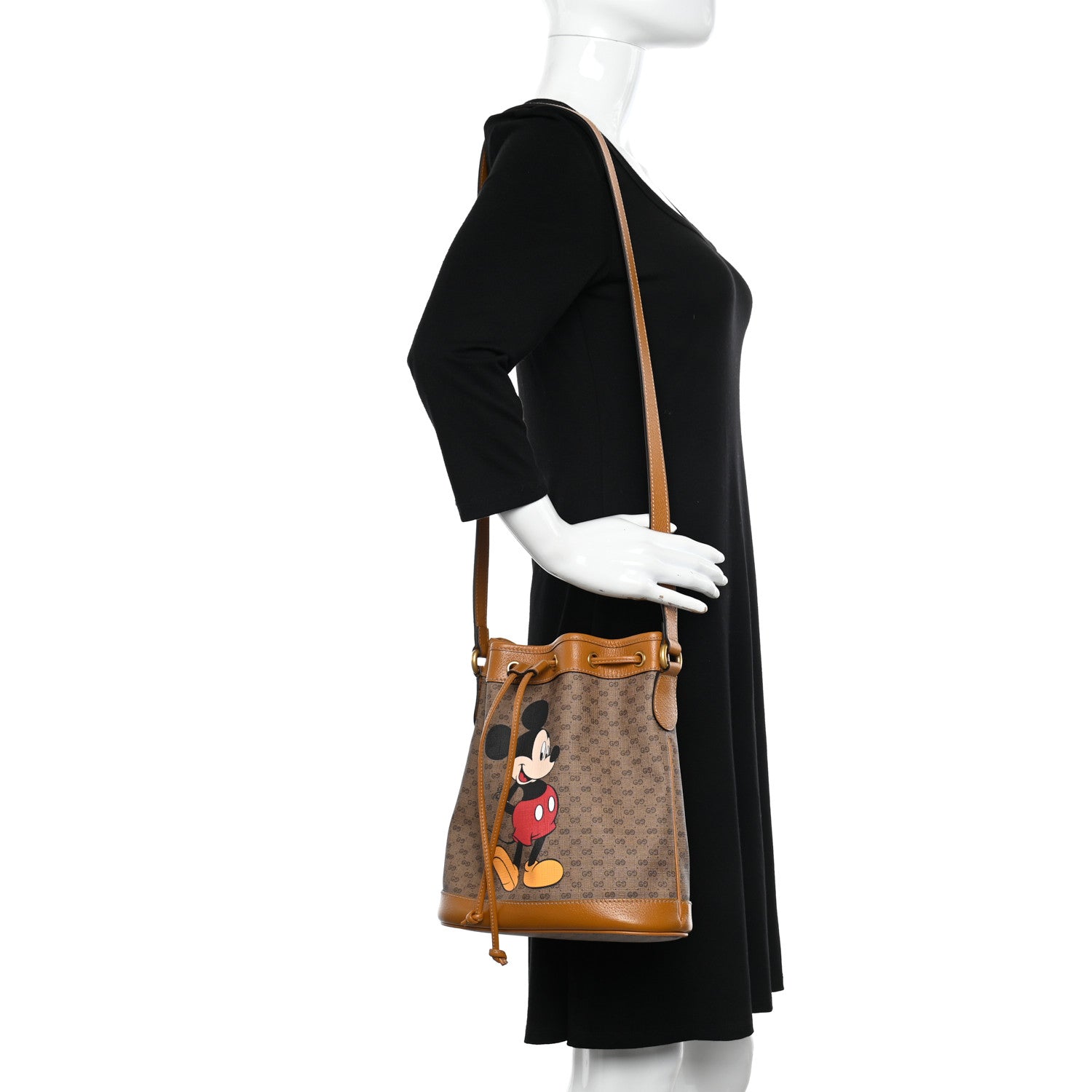 Gucci X DISNEY Mini Vintage GG Supreme Monogram Bucket Bag Beige Vintage Sun Oil 2 of 12