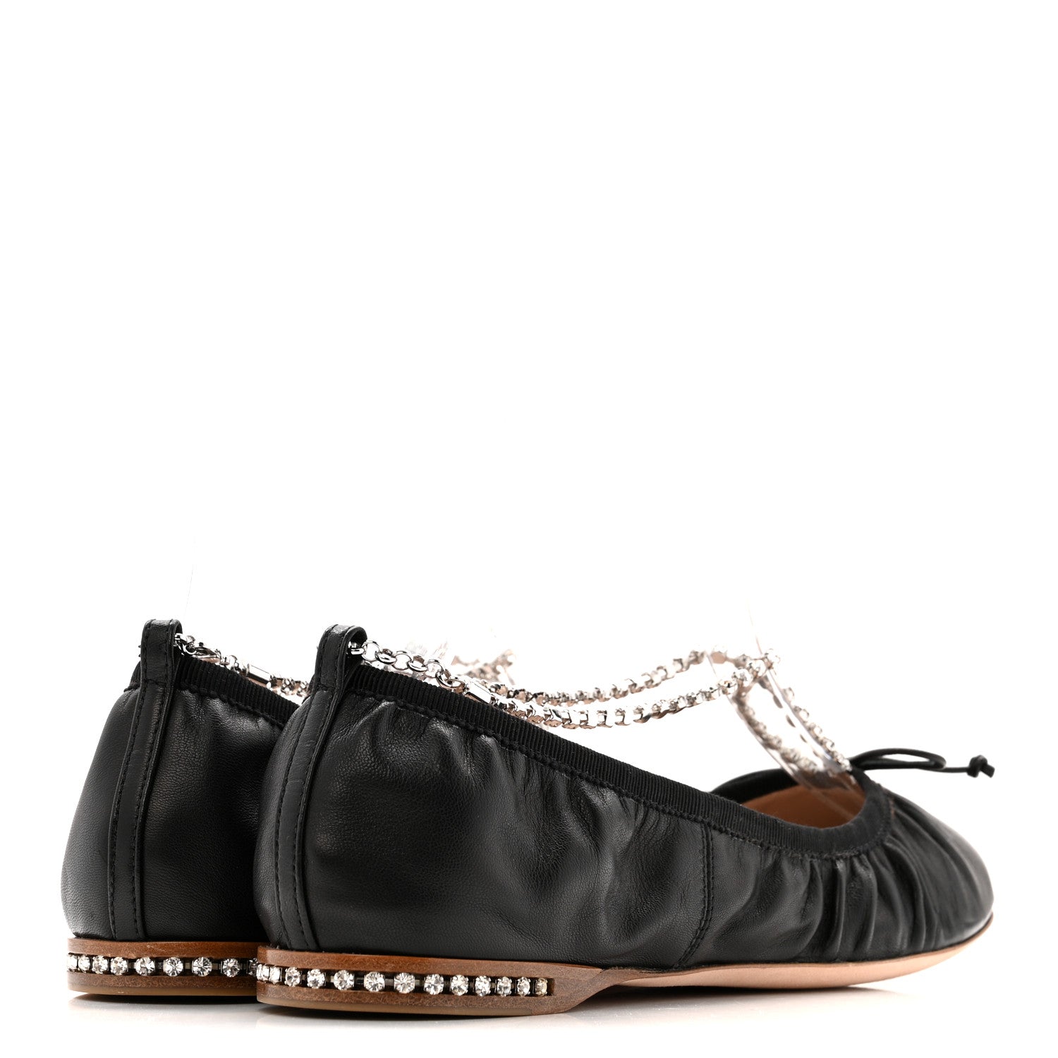 Miu Miu Nappa Crystal Ballet Flats 36.5 Black 5 of 10