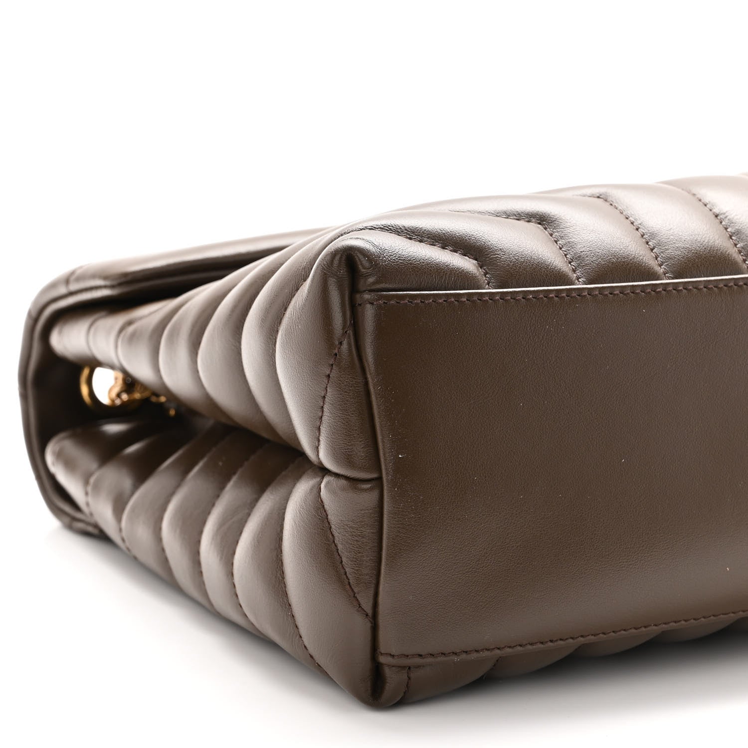 Saint Laurent Calfskin Y Quilted Monogram Medium Loulou Chain Satchel Soil Brown 8 of 10