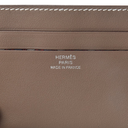 Hermes Swift Citizen Twill Card Case Etoupe Rouge Casaque Azur 6 of 8