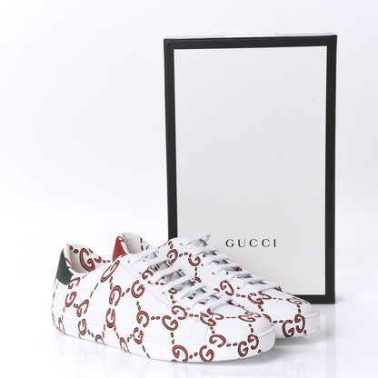 Gucci Calfskin GucciGhost Print Womens Ace Sneakers 39.5 White Hibiscus Red 10 of 10