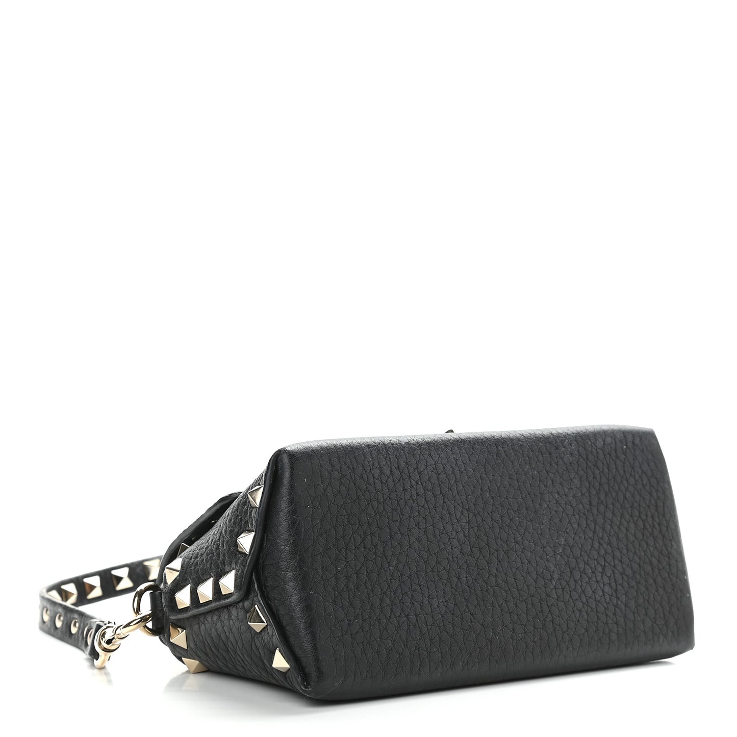 Pebbled Calfskin Mini Rockstud Crossbody Bag Black