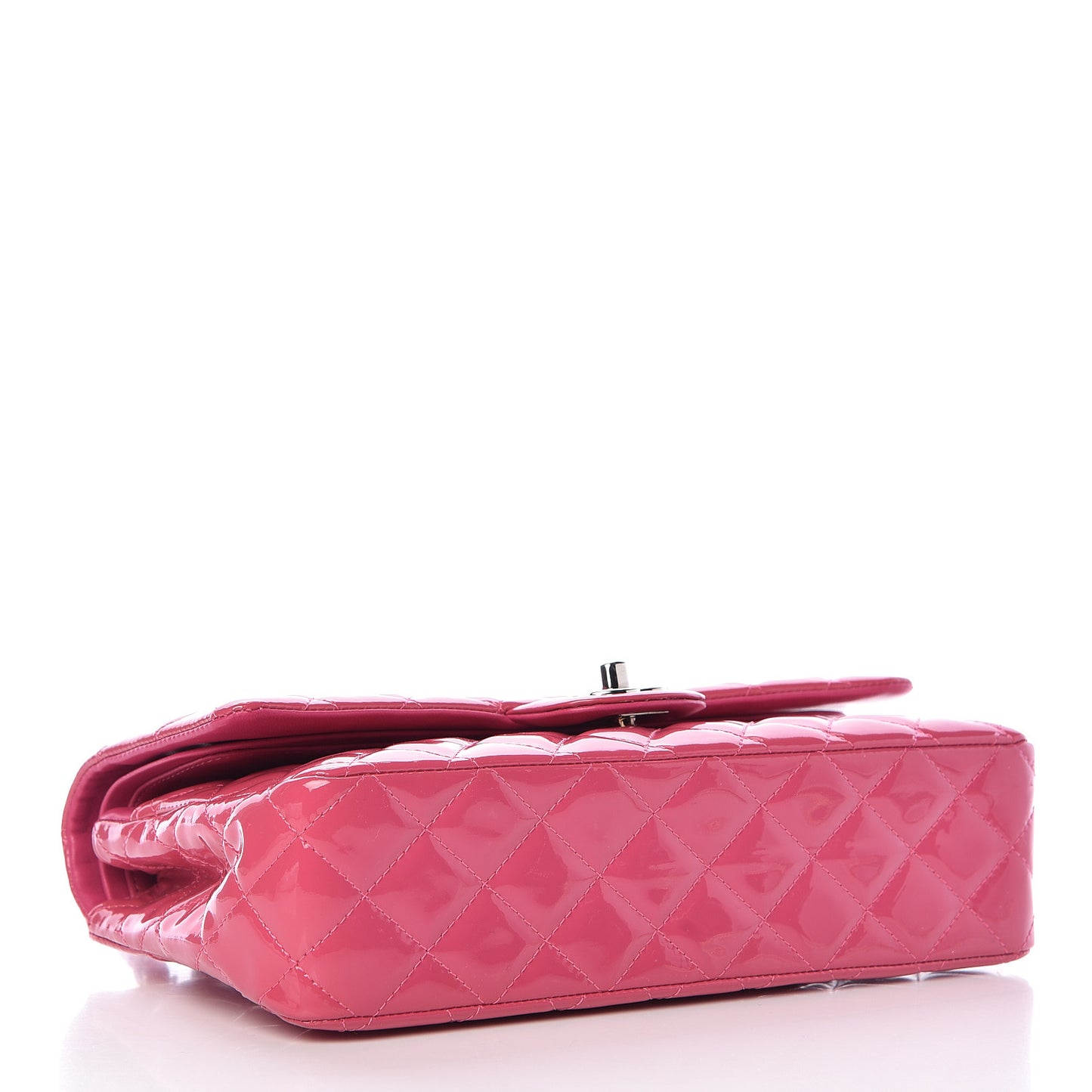 Patent Quilted Medium Double Flap Fuchsia