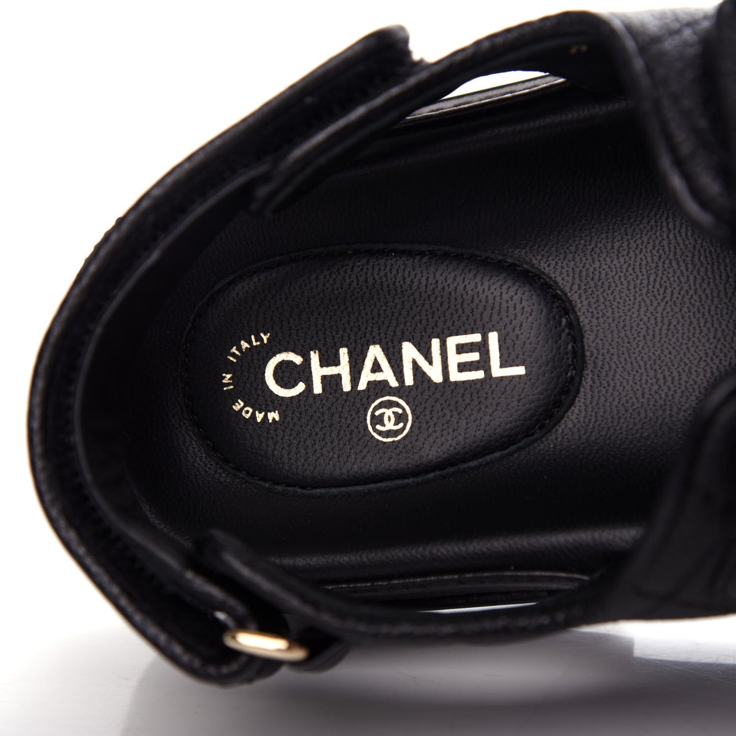 Grained Calfskin Velcro Dad Sandals 37 Black