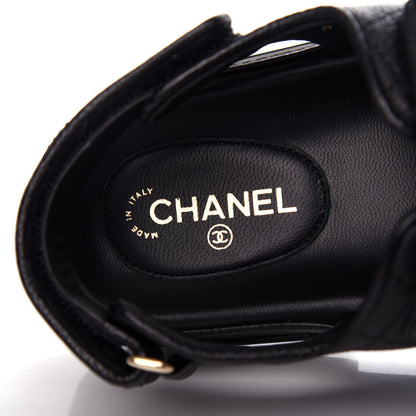 Chanel Grained Calfskin Velcro Dad Sandals 37 Black 8 of 10