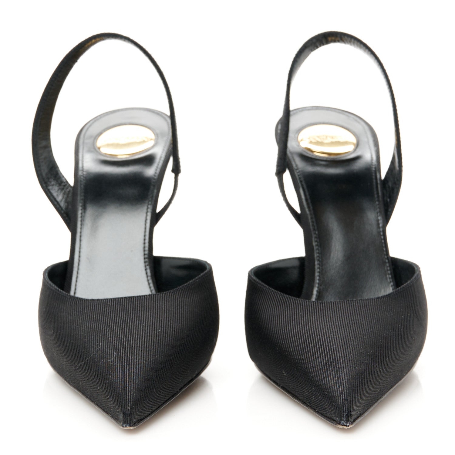 Saint Laurent Grosgrain Penelope Slingback Pumps 37 Black 3 of 10