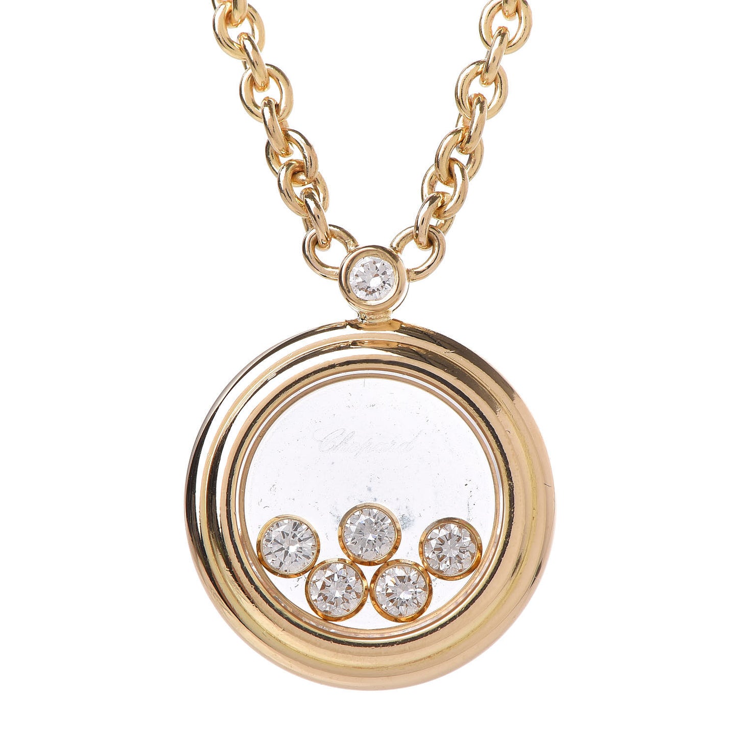 18K Yellow Gold 5 Happy Diamonds Pendant Necklace
