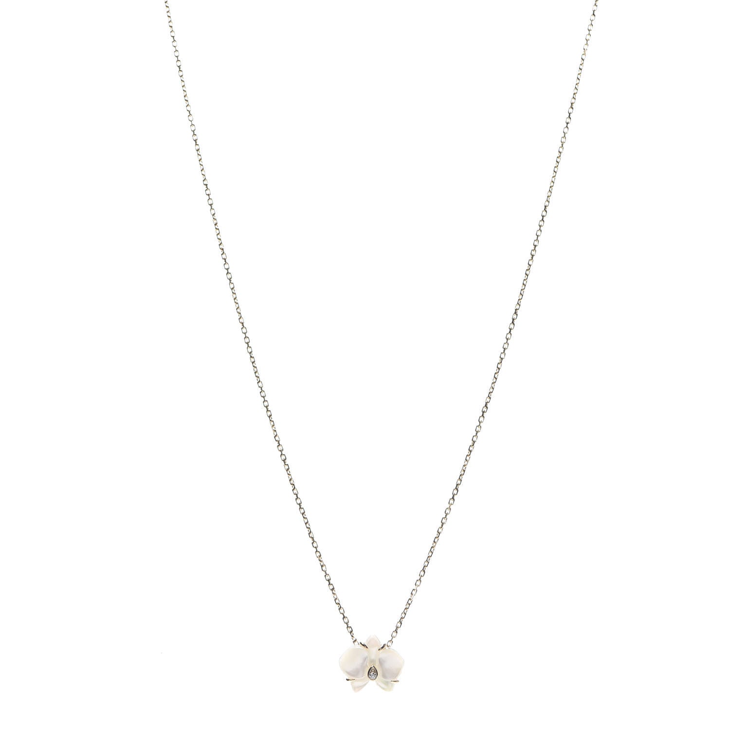 Cartier 18K Yellow Gold Mother Of Pearl Diamond Caresse D'Orchidees Par Necklace 1 of 5
