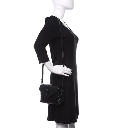 Saint Laurent Calfskin Y Quilted Monogram Toy Loulou Crossbody Bag Black 2 of 12