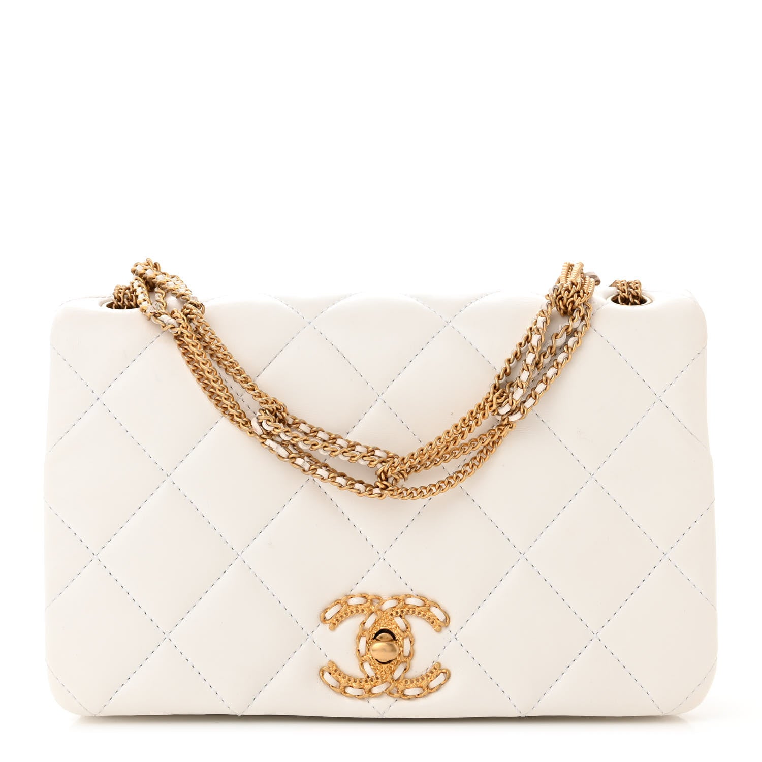 Chanel Lambskin Quilted On And On Small Chain Flap White 1 of 10