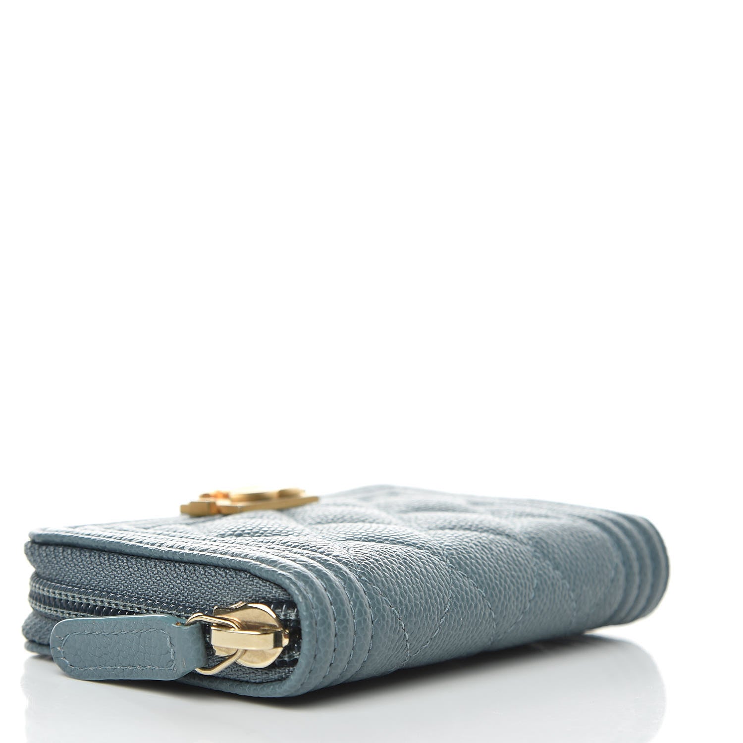 Chanel Caviar Quilted Boy Zip Around Coin Purse Wallet Blue 4 of 8