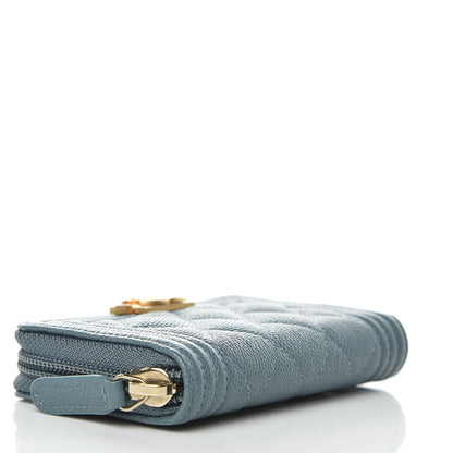 Chanel Caviar Quilted Boy Zip Around Coin Purse Wallet Blue 4 of 8